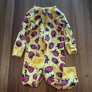 Hanna Andersson Yellow Onesie with Strawberry Design
